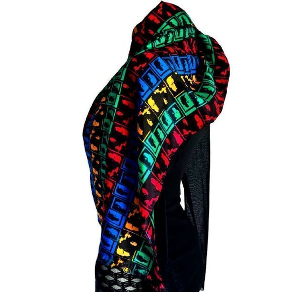 Vintage JEAN PAUL GAULTIER Negative Face Print Multi-Color Silk Scarf Unisex - Picture 2 of 8